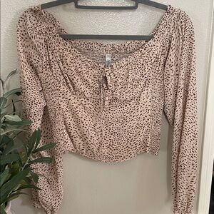 Leopard Print Off-Shoulder Blouse